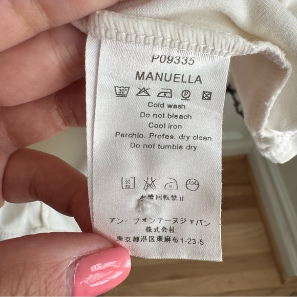 Anne Fontaine White stretch Cotton and Black Ruffle Trim Top Size EU 38 (US 4-6) - Picture 6 of 6